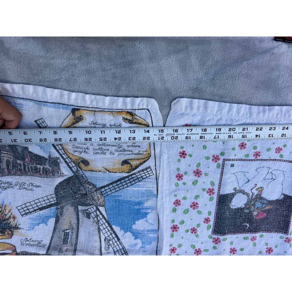 Vintage Tea Towel Lot 1975 Calendar Solvang California Garden Polar Bear Linen - Picture 7 of 7